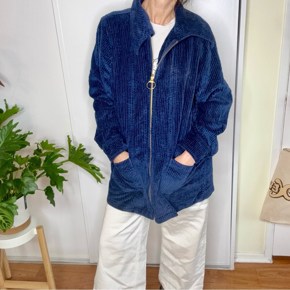 Big Bud Press blue corduroy zipper coat - size large